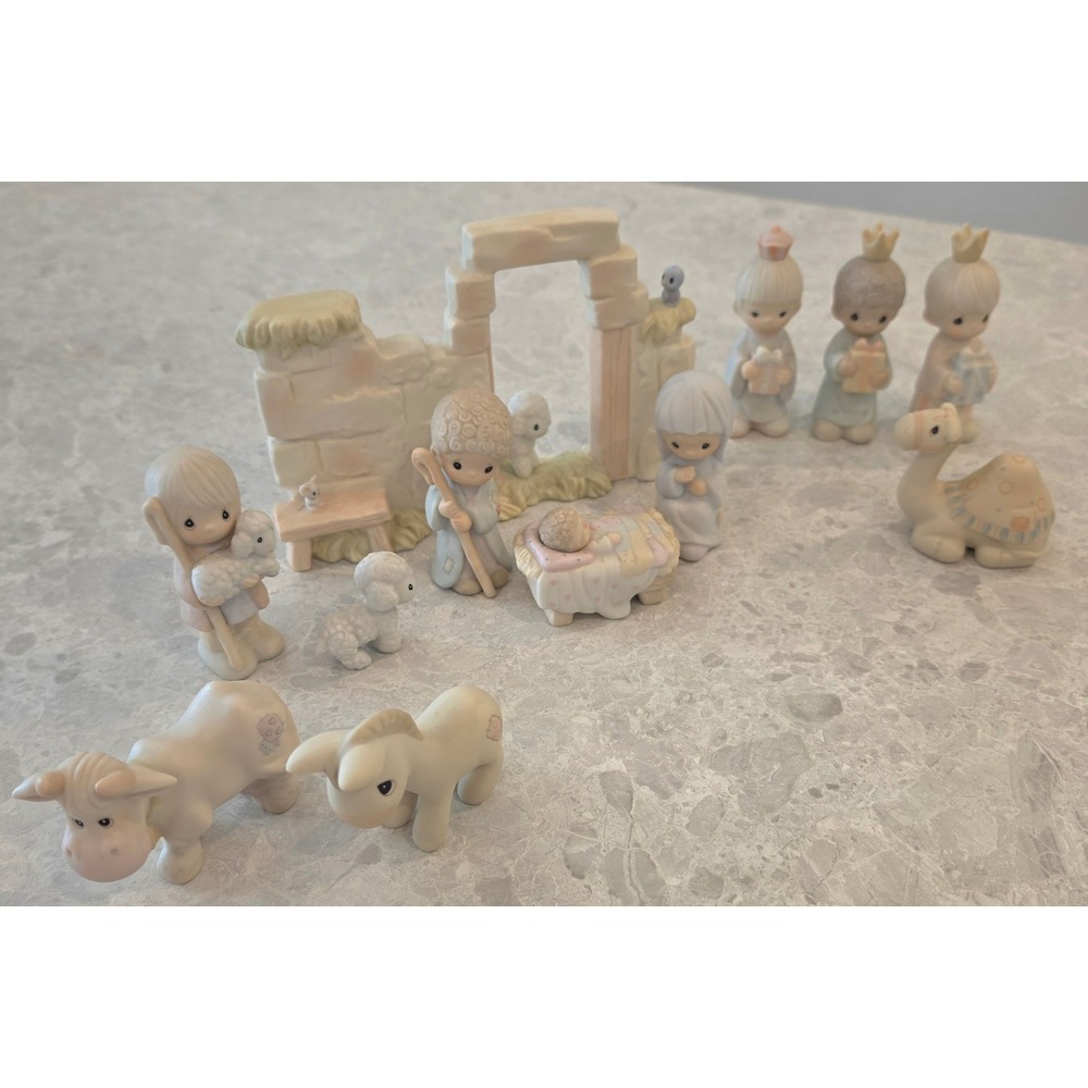 Precious Moments Mini Nativity Set 12 Pc Lot Come Let Us Adore Him Enesco Vtg